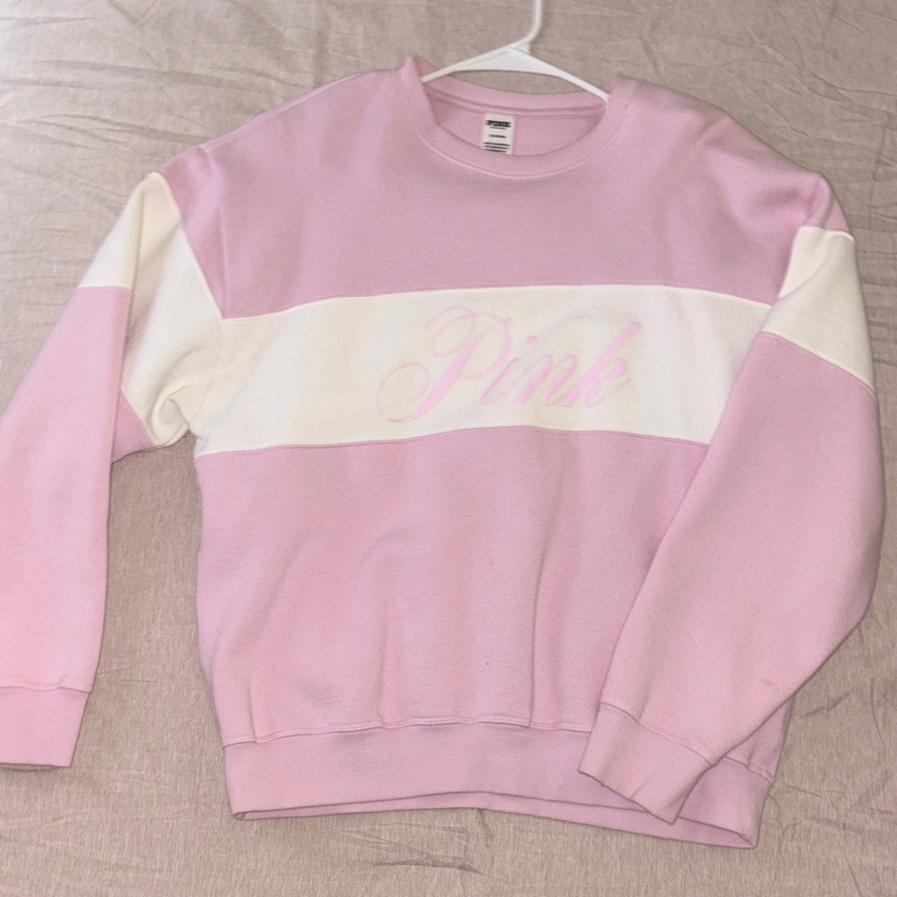 PINK Victoria's Secret Pastel Pink and Cream Sweater
